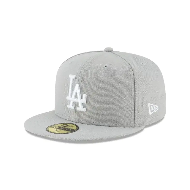 Los Angeles Dodgers Gray & White 59Fifty Fitted Baseball Hat