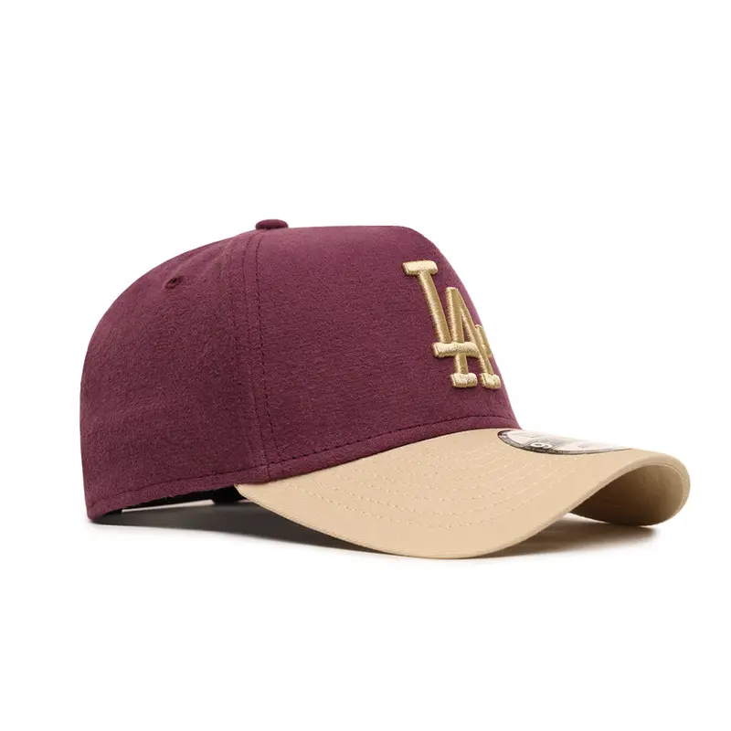 Los Angeles Dodgers Maroon & Tan Moleskin 9Forty A-Frame Snapback