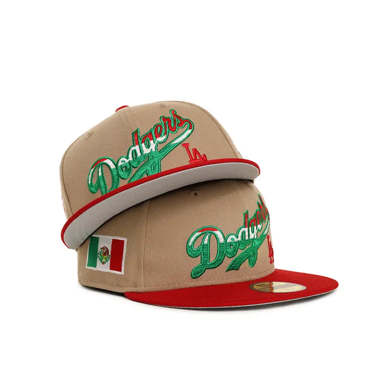 Los Angeles Dodgers Mexico Collection Wordmark Cap – Camel & Red 59Fifty