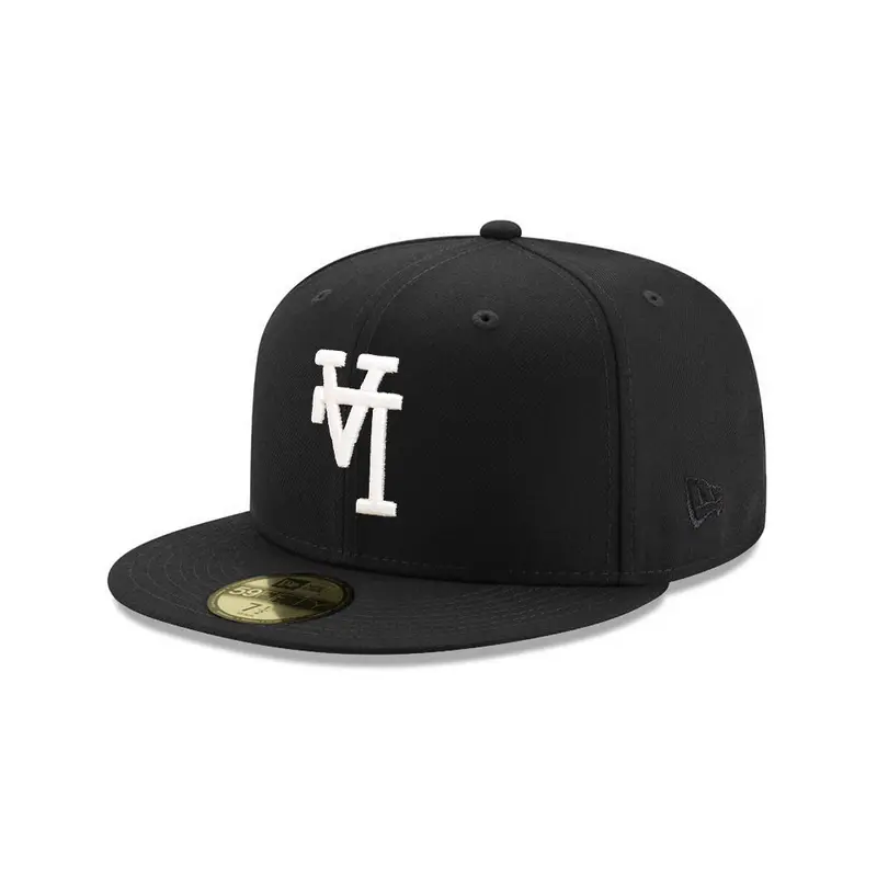 Los Angeles Dodgers Upside-Down Logo Black-on-White 59Fifty Fitted Cap