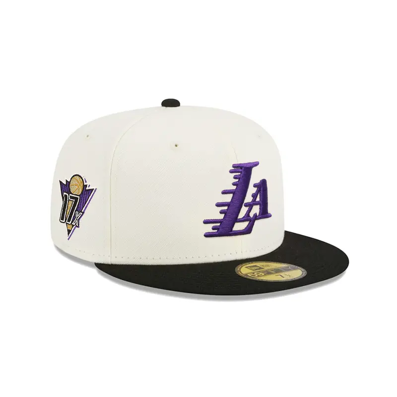 Los Angeles Lakers Fitted Cap – Chrome Black Two-Tone Celebrating 17 Championships