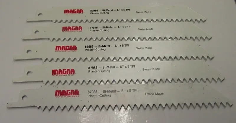 Magna 87986 Reciprocating Saw Blades – 6-Inch, 6-TPI Bi-Metal for Drywall & Plaster (5-Pack)