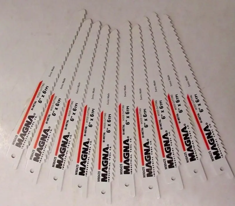 Magna 90420 Bi-Metal Reciprocating Saw Blades — 6″ Length, 6 TPI, 10-Pack, Swiss-Made