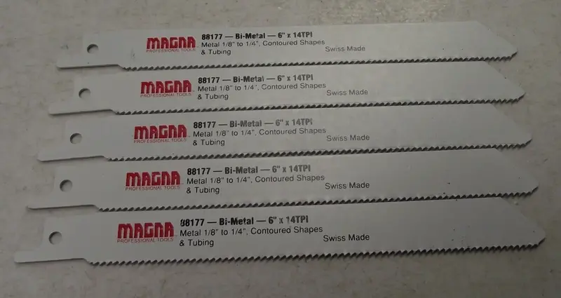Magna Bi-Metal Reciprocating Saw Blades – 6″ x 14 TPI, 5-Pack (Swiss-Made)