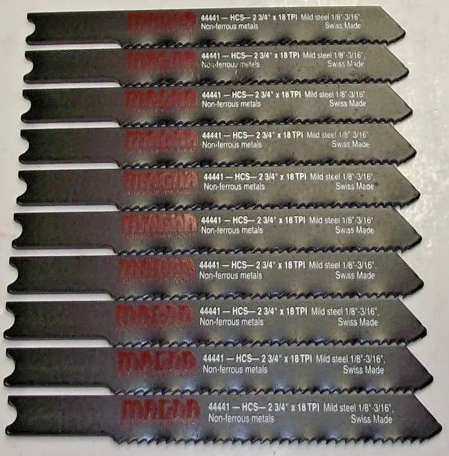 Magna Jig Saw Blades for Non-Ferrous Materials — U-Shaped, 2-3/4-Inch, 18 TPI, 10-Pack