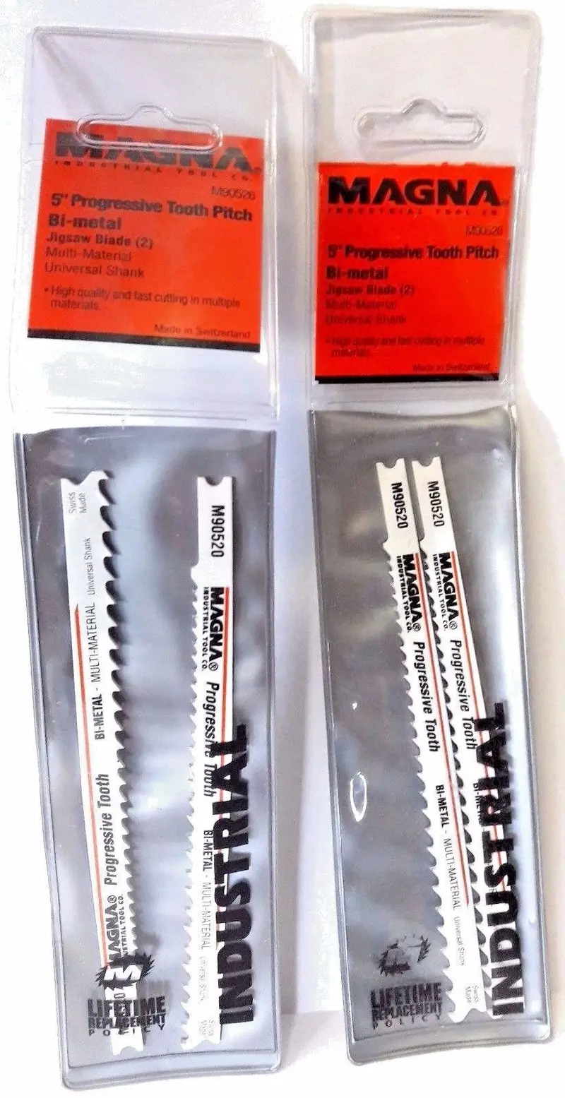 Magna M90526 U-Shank Bi-Metal Jig Saw Blades — 5-Inch Progressive Tooth, Pack of 2 or 4