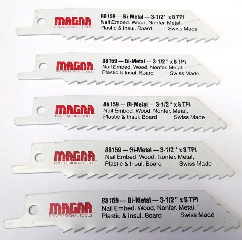 Magna Reciprocating Saw Blades – 3-1/2″ x 8 TPI, 5-Pack, Precision-Ground in Switzerland