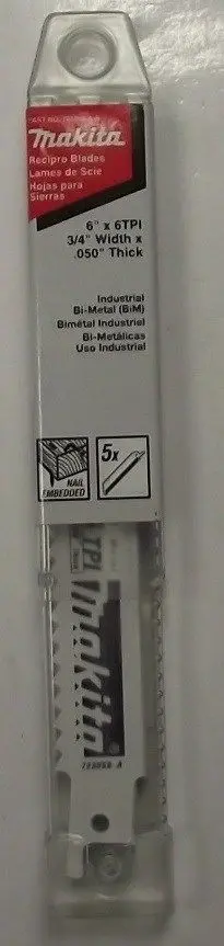 Makita 723058-A-5 Reciprocating Saw Blades – 6″ x 6 TPI, Swiss-Made, 5-Pack