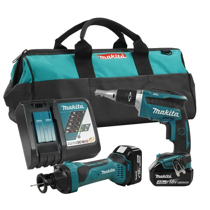 Makita DLX2089M 18V LXT Drywall Professional Kit – 4.0 Ah Battery System