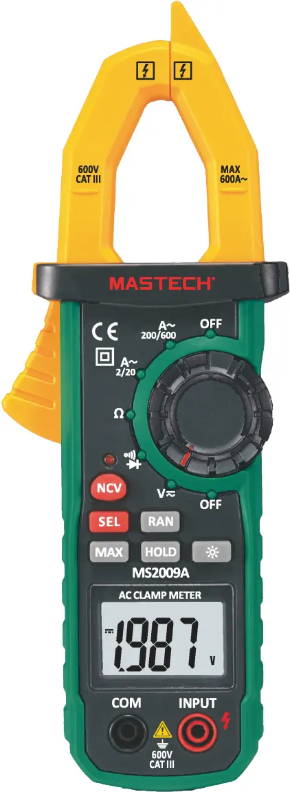 Mastech MS2009A Digital Clamp Meter – 2000-Count Display for Accurate Current Measurement