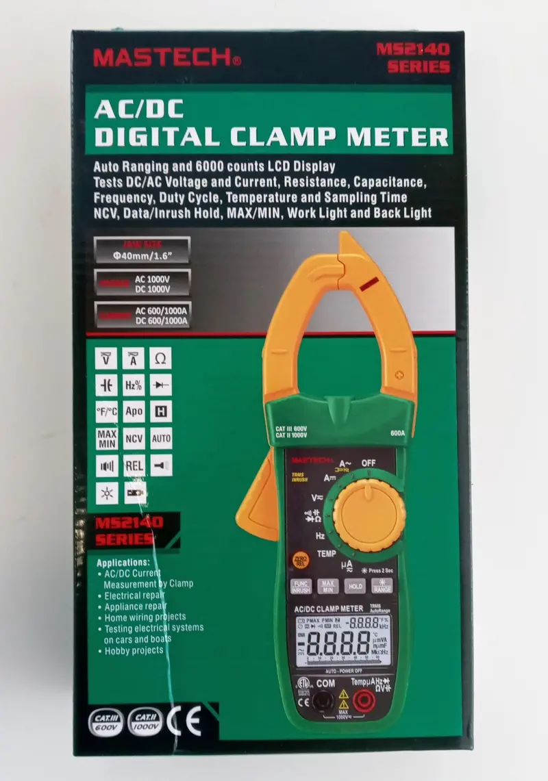 Mastech MS2140B Digital Clamp Meter – AC/DC Current, Backlit Display