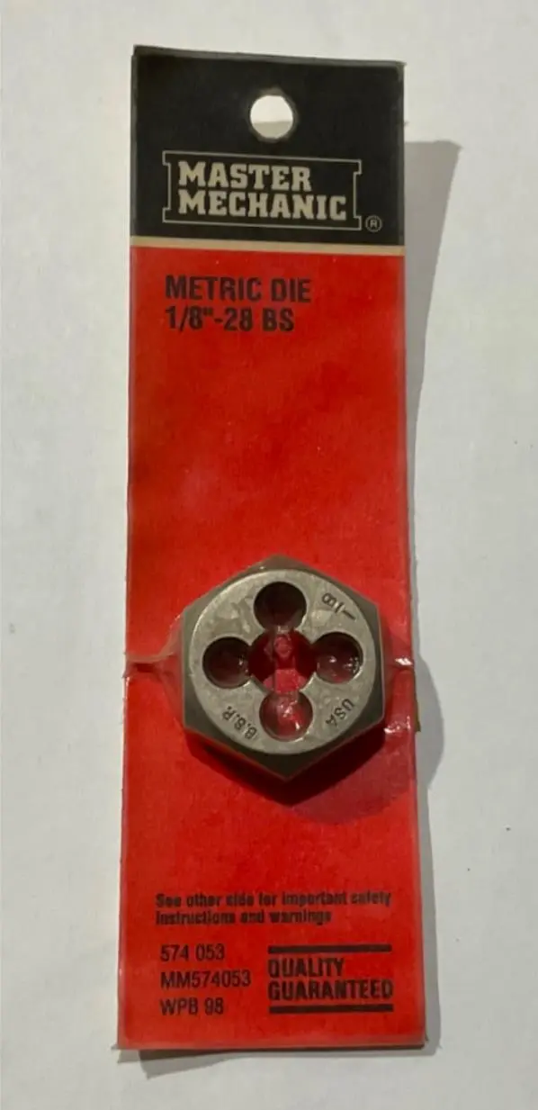 Master Mechanic 1/8″-28 BSP Metric Die — British Standard Pipe Thread, USA-Made