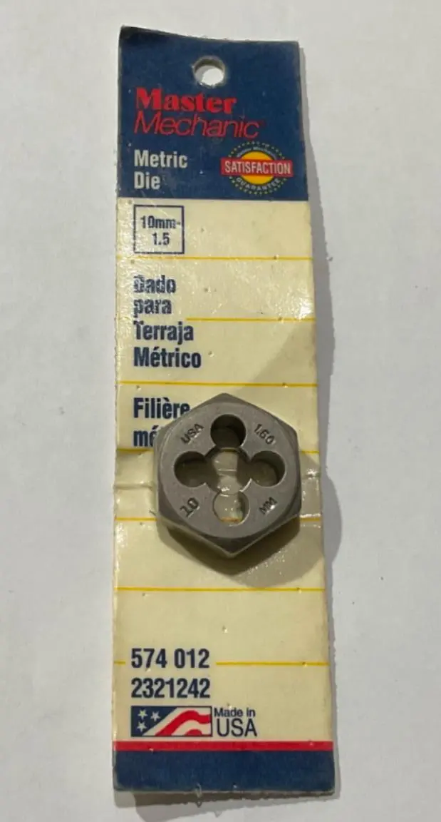 Master Mechanic 10mm × 1.5mm Metric Die — High-Accuracy Threading Tool, Made in USA