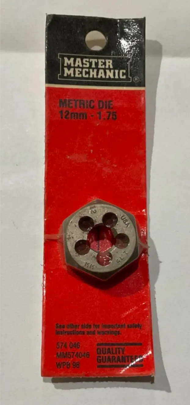 Master Mechanic 12mm x 1.75 Metric Thread Die – Durable Tap & Die Set Component
