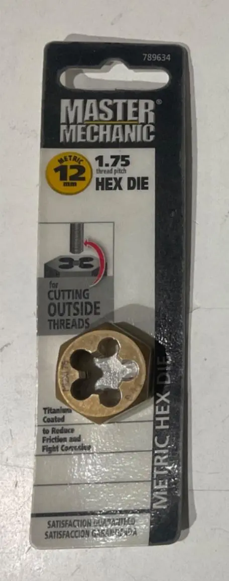 Master Mechanic 12mm x 1.75mm Titanium-Coated Hex Die (Model 789634)