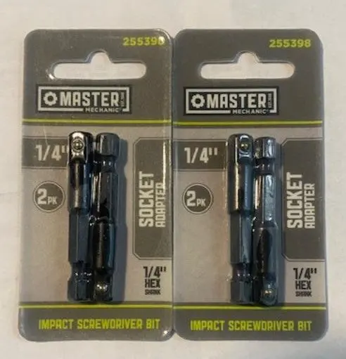 Master Mechanic 255398 Impact Socket Adapter – 1/4″ Drive, Dual-Package Set
