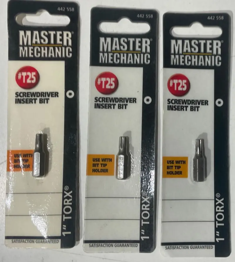 Master Mechanic 442558 T25 Torx Insert Bit – 1-inch Length, 3-Pack