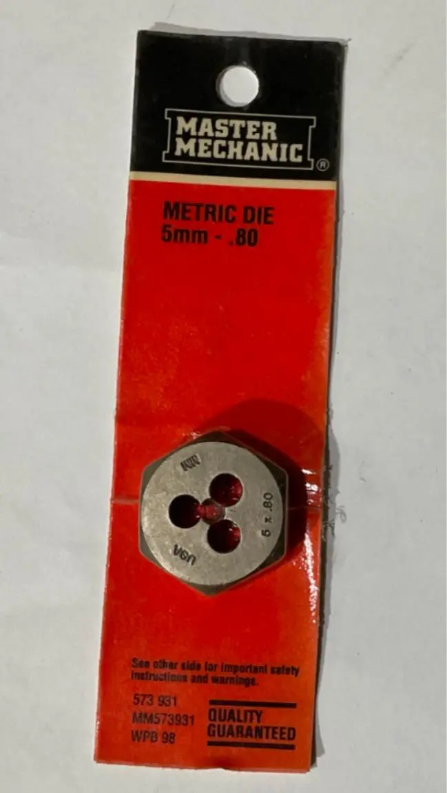 Master Mechanic 5mm × 0.80mm Metric Die — Precision Threading Tool, Made in USA