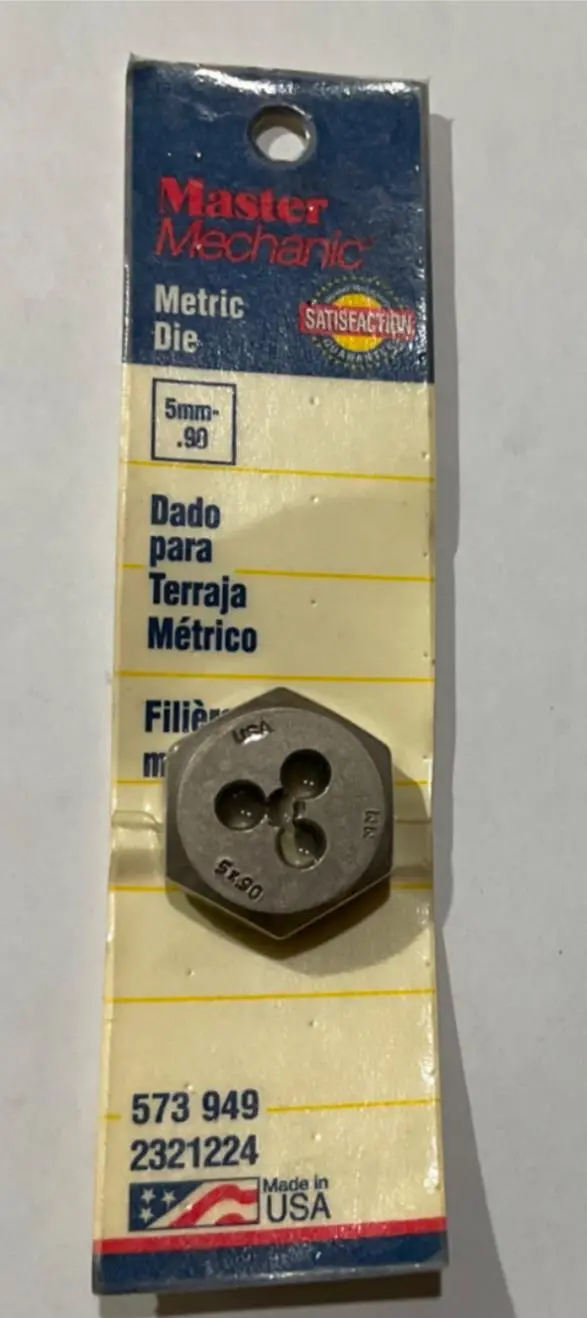 Master Mechanic 5mm × 0.90mm Metric Die — Precision Threading, Made in USA