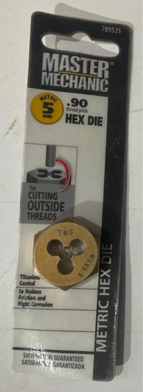 Master Mechanic 5mm x 0.90mm Titanium-Coated Hex Die (Model 789535)