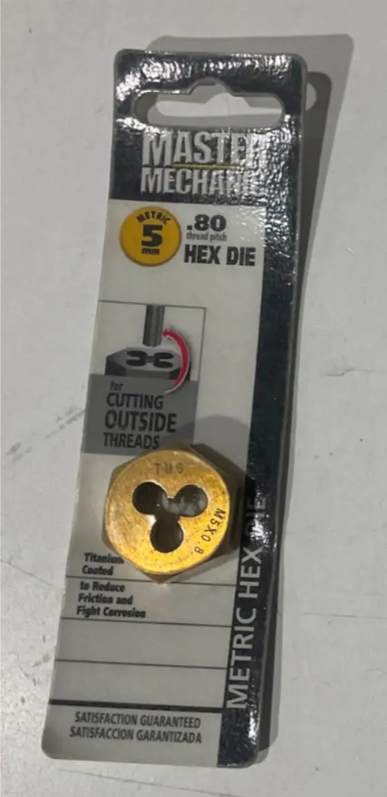 Master Mechanic 789527 Titanium-Coated 5mm Hex Die — 0.80mm Pitch