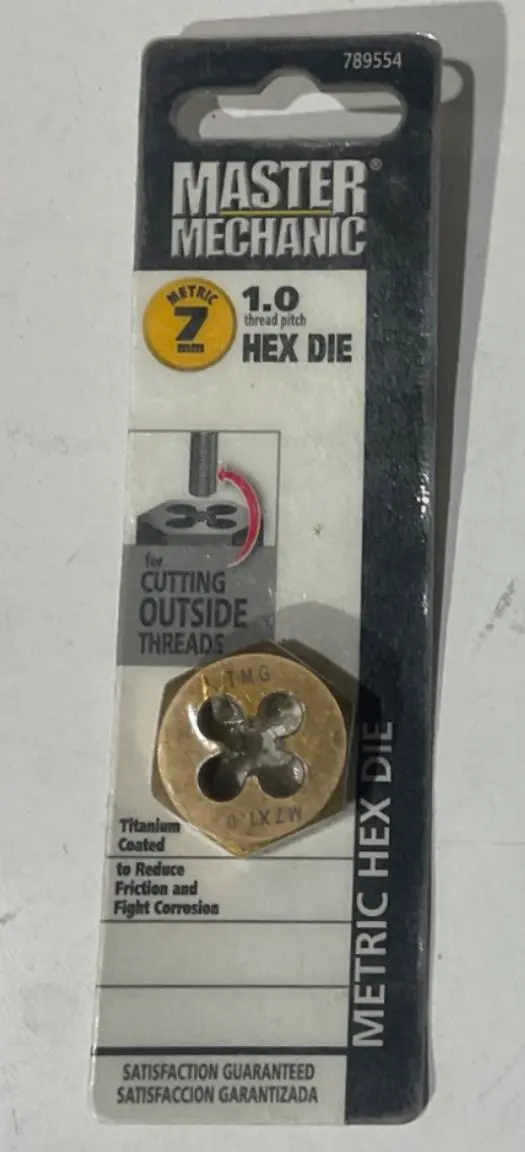 Master Mechanic 789554 Titanium-Coated 7mm Hex Die — 1.0mm Pitch