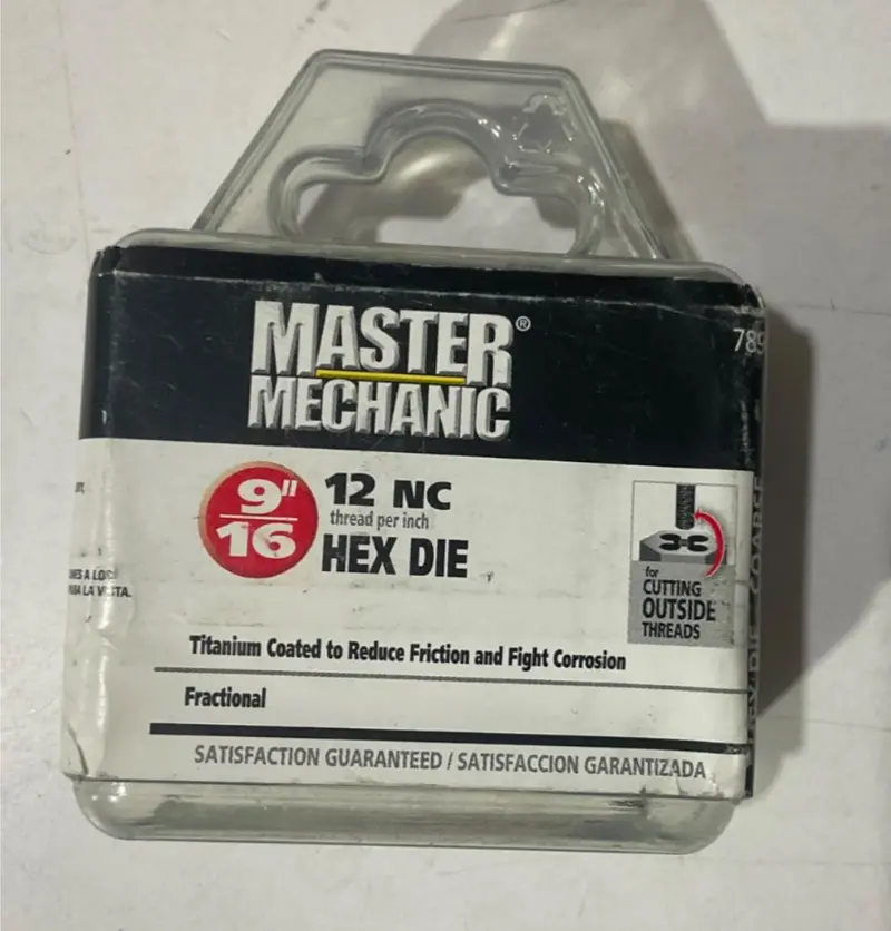 Master Mechanic 9/16″-12 NC Titanium-Coated Hex Die (Model 789063)