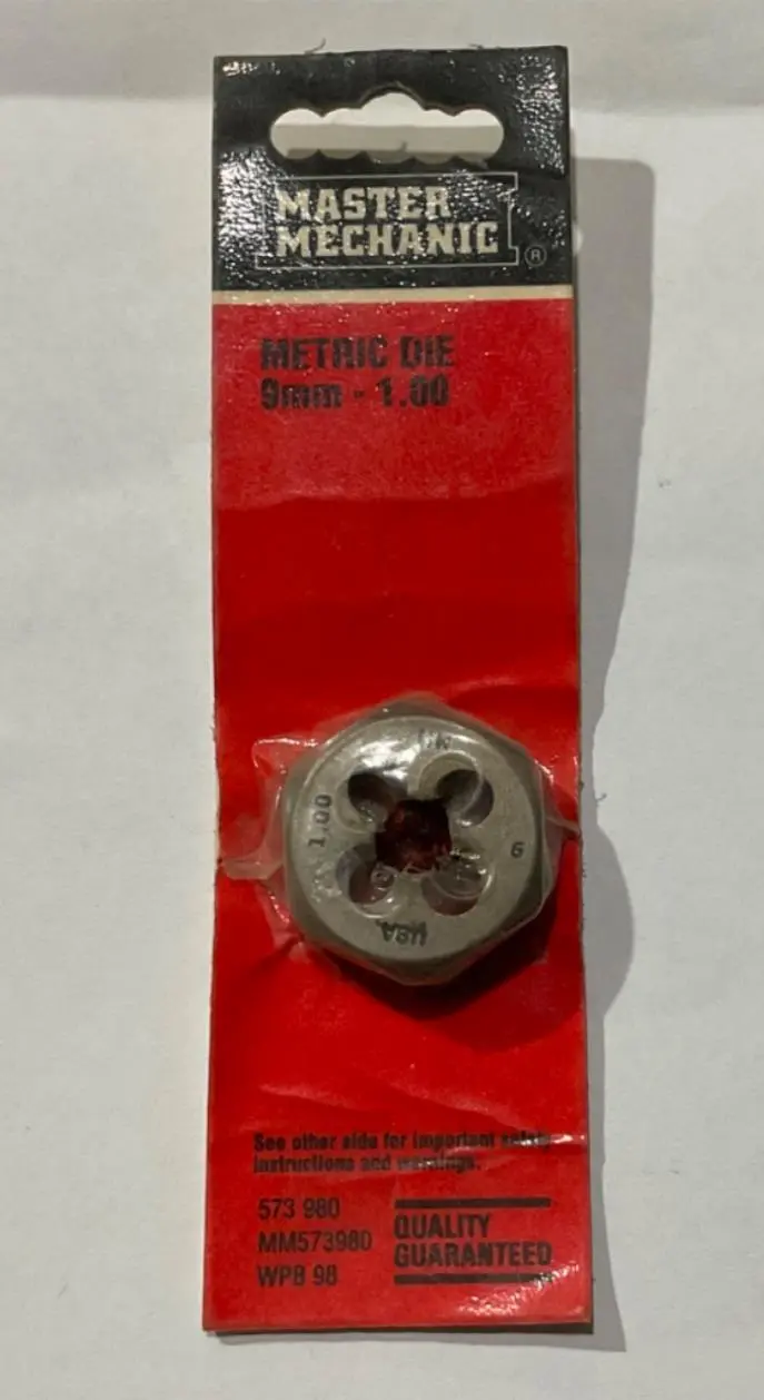 Master Mechanic 9mm x 1.0 Metric Thread Die – Reliable Tool for Automotive Repairs