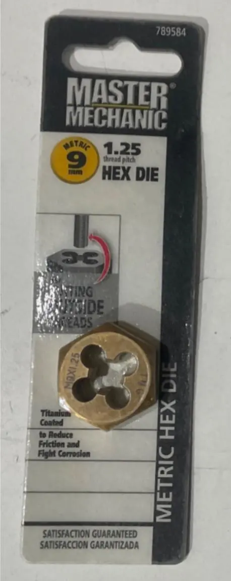 Master Mechanic 9mm x 1.25mm Titanium-Coated Hex Die (Model 789584)