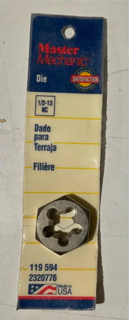 Master Mechanic Coarse Thread Die — 1/2″-13 NC, Made in USA
