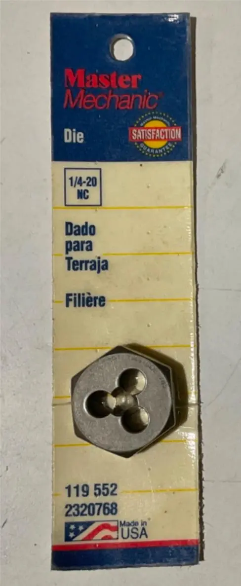 Master Mechanic Coarse Thread Die — 1/4″-20 NC, Made in USA
