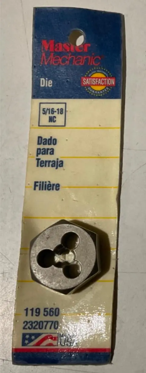 Master Mechanic Coarse Thread Die — 5/16″-18 NC, Made in USA