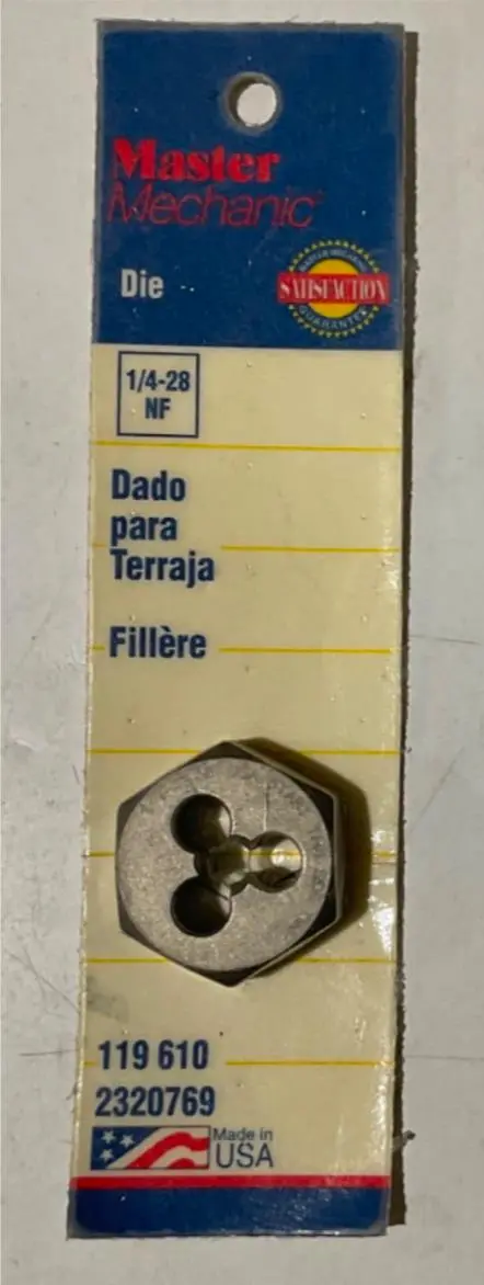 Master Mechanic Fine Thread Die — 1/4″-28 NF, Made in USA