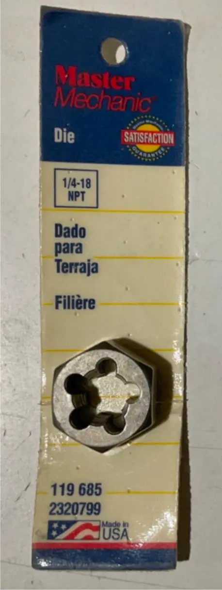Master Mechanic NPT Thread Die — 1/4″-18, Made in USA