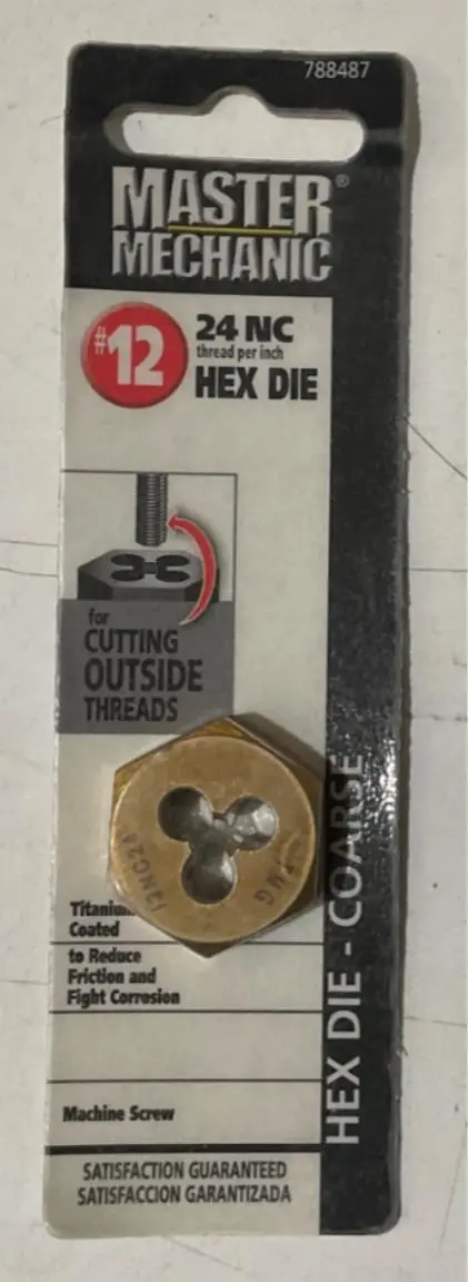 Master Mechanic Titanium-Coated Coarse Thread Die — #12-24 NC
