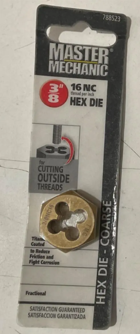 Master Mechanic Titanium-Coated Coarse Thread Die — 3/8″-16 NC
