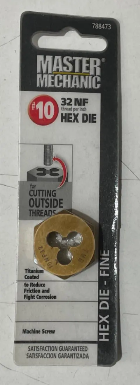 Master Mechanic Titanium-Coated Fine Thread Die — #10-32 NF