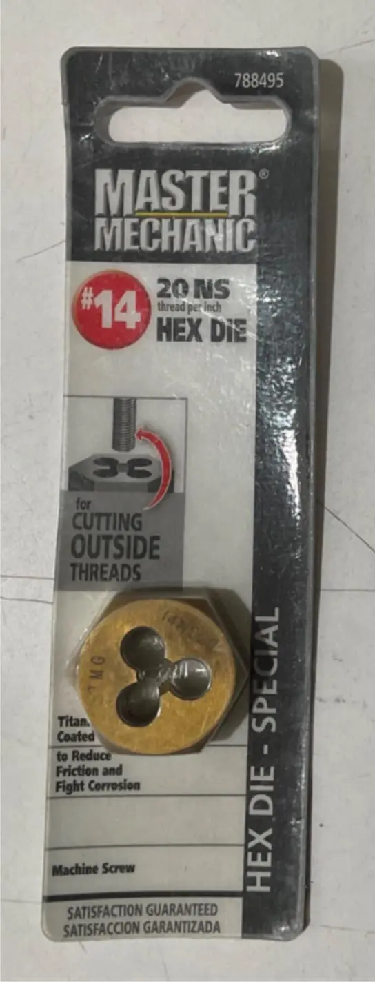 Master Mechanic Titanium-Coated Special-Pitch Thread Die — #14-20 NS