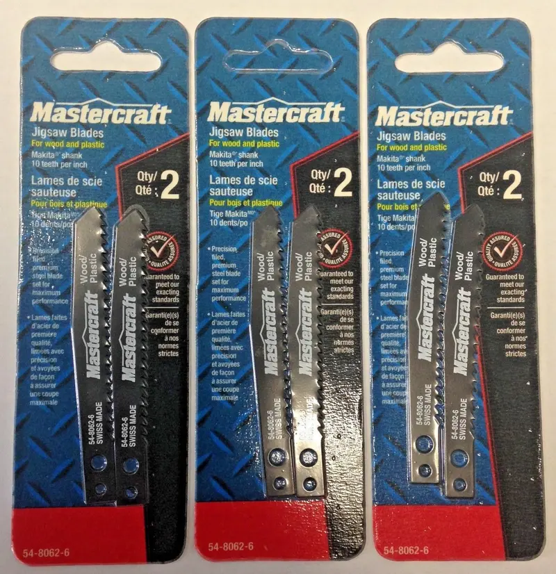 Mastercraft 4-Inch x 10-TPI Jigsaw Blades for Wood and Plastic – 3 Packs of 2