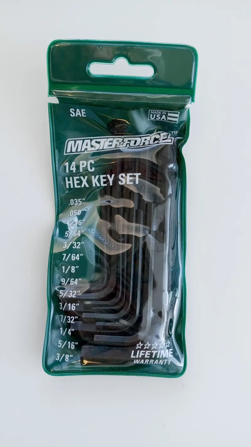 Masterforce BMF22470 14-Piece SAE Hex Key Set – .035″ to 3/8″