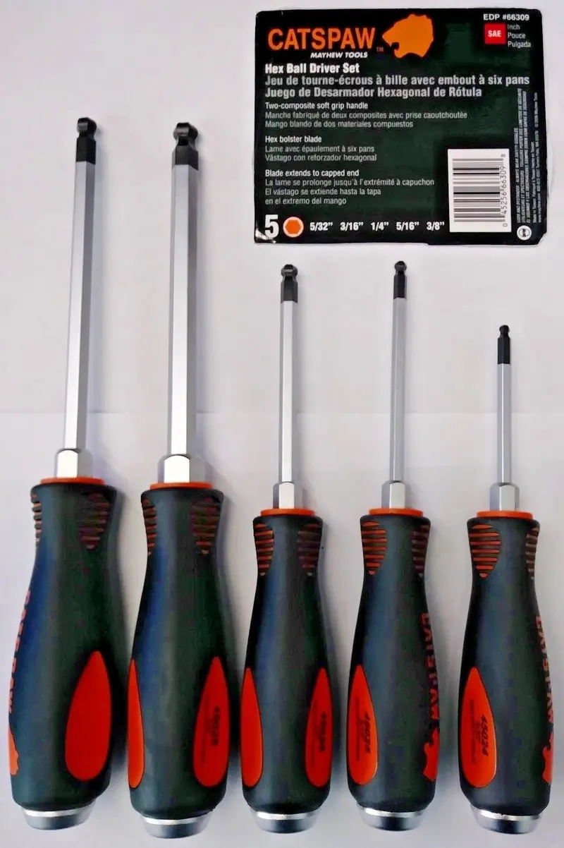 Mayhew Catspaw SAE Hex Ball Driver Set – 5-Piece Professional Kit