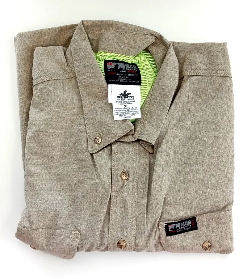 MCR Safety Summit Breeze Flame-Resistant Shirt – CAT 2, Button-Up, XL, Lightweight FR Fabric