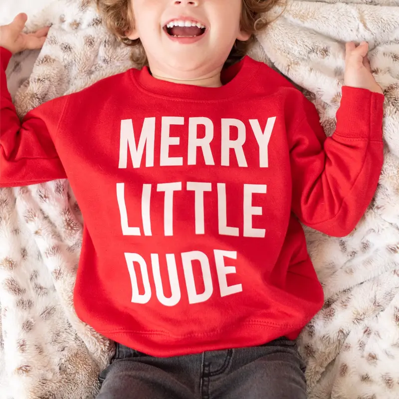 Merry Little Dude Red Cotton Sweatshirt