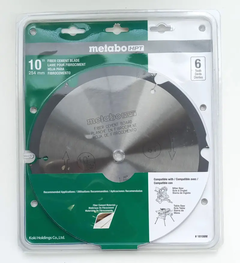 Metabo HPT 10-Inch Fiber Cement Cutting Blade – 6T with Polycrystalline Diamond (PCD) Tips