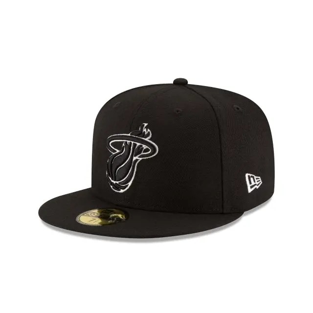 Miami Heat NBA Black-and-White 59Fifty Fitted Hat
