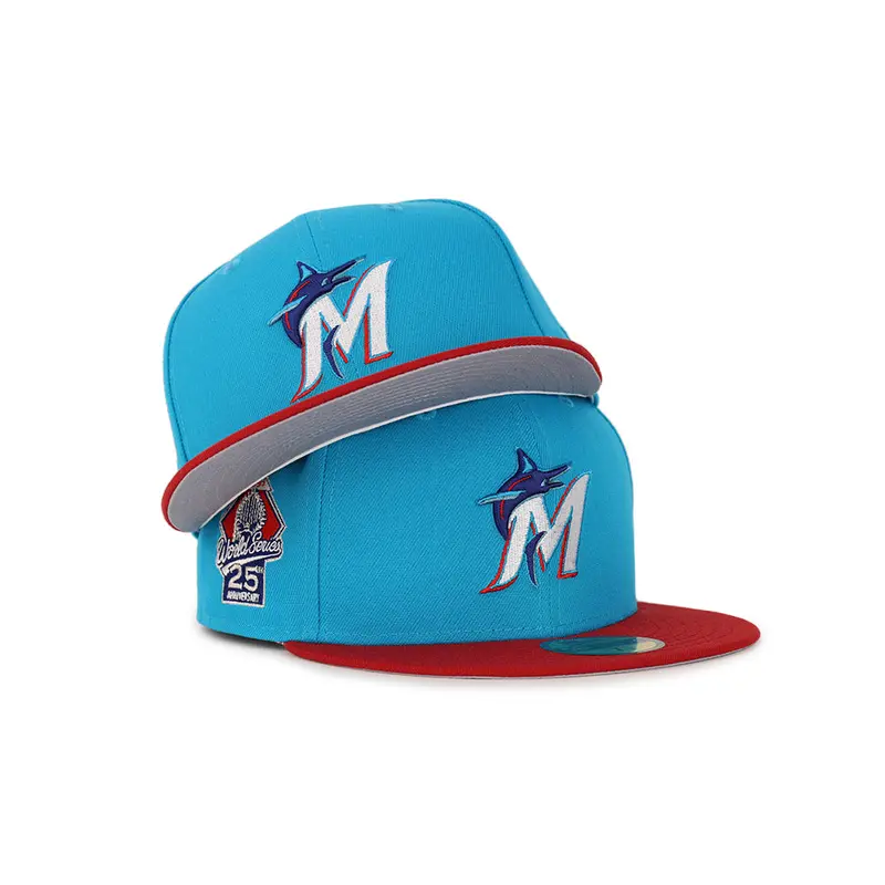 Miami Marlins 25th Anniversary Blue & Red Dual-Tone 59Fifty Fitted Cap