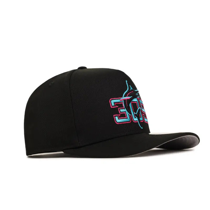 Miami Marlins Black Team 9Fifty A-Frame Snapback Hat
