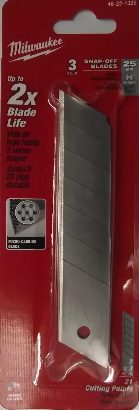 Milwaukee 48-22-1325 25mm General Purpose Snap Blades – 3-Pack