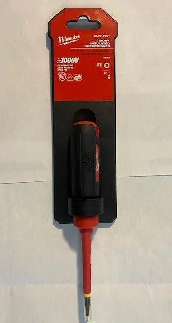 Milwaukee 48-22-2251 Insulated Screwdriver – #1 Square Tip, 3-Inch, 1000V Rated