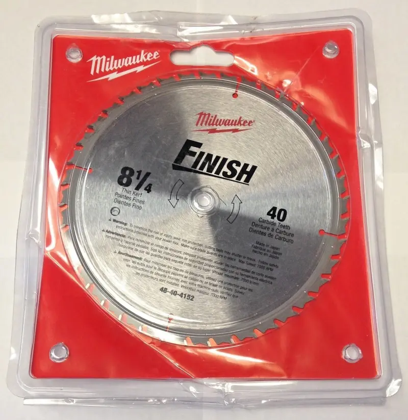 Milwaukee 48-40-4152 Finish Circular Saw Blade — 8-1/4″ × 40 Carbide Teeth, Made in Japan
